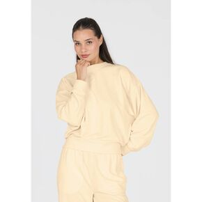 γυναικείο βαμβακερό αχνούδιαστο φούτερ Athlecia Crecy μπεζ μπροστά όψη