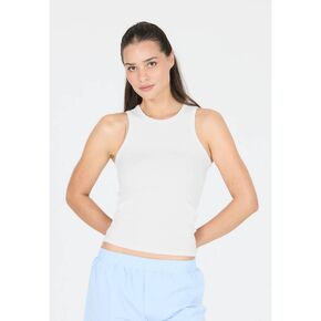 γυναικείο αμάνικο γυμναστηρίου Athlecia Madilyn λευκό μπροστά όψη