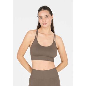 γυναικείο μπουστάκι γυμναστηρίου Athlecia Missori καφέ μπροστά όψη