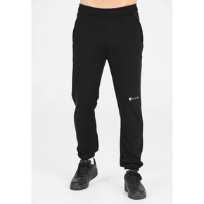 ανδρική βαμβακερή αχνούδιαστη φόρμα παντελόνι Virtus Kayden μαύρο μπροστά όψη