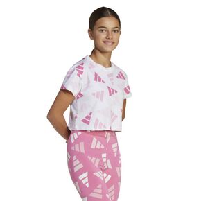 Παιδικό Crop T-Shirt Adidas 3 Bar Logo Λευκό μπροστά όψη