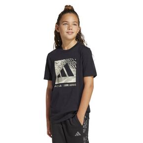 παιδική βαμβακερή μπλούζα Adidas Camo Logo μαύρη μπροστά όψη