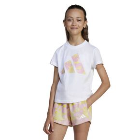 Παιδικό T-shirt Adidas Flower Tee White μπροστά όψη