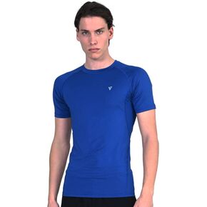 Ανδρική ισοθερμική κοντομάνικη μπλούζα Compression Magnetic North σε ρουά χρώμα, μπροστινή πλήρης όψη.