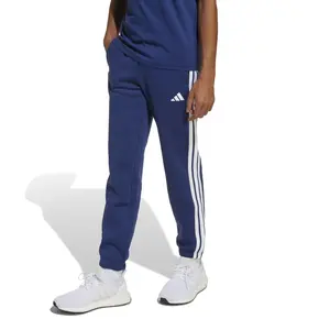 Παιδικό αχνούδιαστο παντελόνι φόρμας Adidas 3 Bar Logo 3 S μπλε με λευκές ρίγες και λάστιχο στη μέση