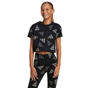 Παιδικό Crop T-Shirt Adidas 3 Bar Logo Black μπροστά