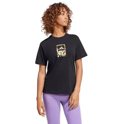 Γυναικείο T-Shirt Adidas Tech Metallic Graphic Black Μπροστά