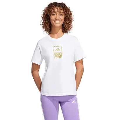 Γυναικείο T-Shirt Adidas Tech Metallic Graphic White Μπροστά