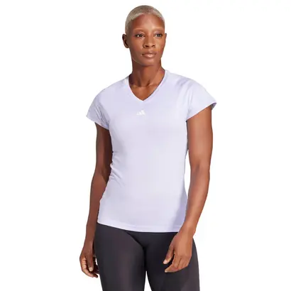 Γυναικείο T-Shirt Adidas Train Essentials V-Neck Violet Μπροστά
