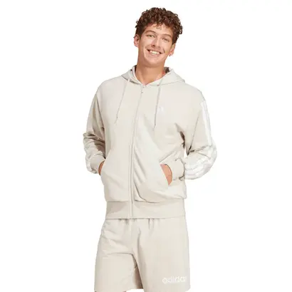 Ανδρική Ζακέτα Adidas Essentials 3-Stripes μπεζ όψη μπροστά