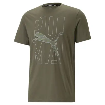 Ανδρικό Τεχνικό Μπλουζάκι Puma Graphic Tee Concept Λαδί μπροστά όψη