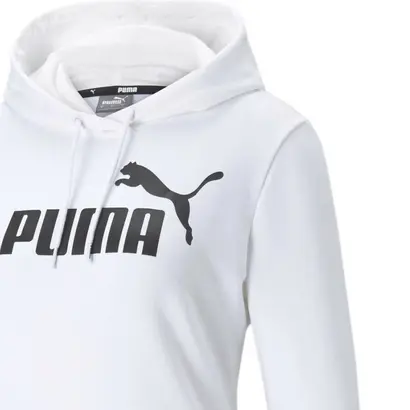 Γυναικείο Φούτερ Με Κουκούλα Puma Essentials Logo Λευκό λεπτομέρεια κουκούλα