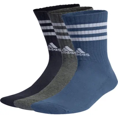 Κάλτσες Adidas 3-Stripes Cushioned Crew Socks 3 Pairs Μπλε / Γκρι μπροστά όψη