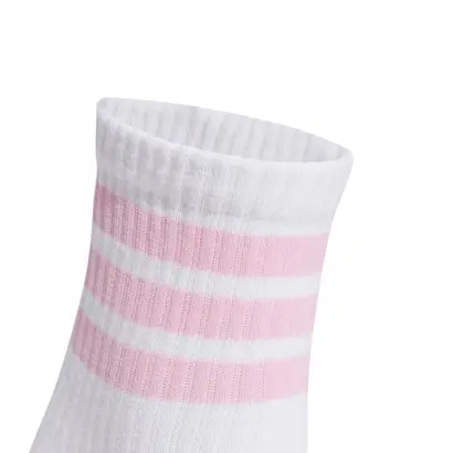 Παιδικές Κάλτσες Adidas Ribbed Socks 3 Ζευγάρια λευκό ροζ λεπτομέρεια ρίγες
