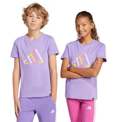 Παιδικό T-Shirt Adidas Junior's Tech Logo Graphic Λιλά μπροστά όψη