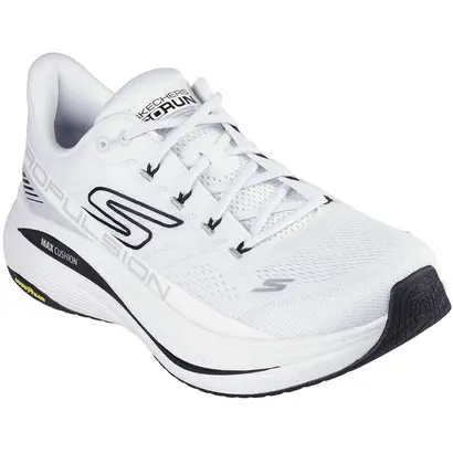 Λευκά Skechers ανδρικά παπούτσια με τεχνολογία Air-Cooled Goga Mat και ULTRA FLIGHT