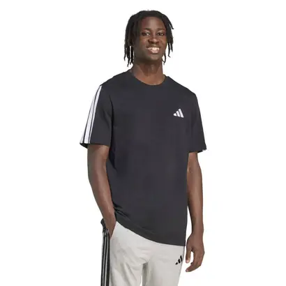 ανδρικό κοντομάνικο Adidas Essentials 3-Stripes μαύρο μπροστά όψη