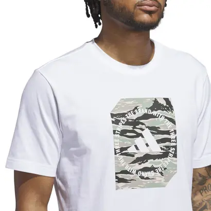 Ανδρικό T-Shirt Adidas Camo Shape Graphic Tee Λευκό λεπτομέρεια μπροστά