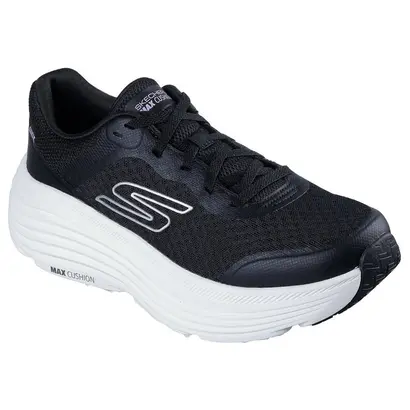 Γυναικεία αθλητικά παπούτσια Skechers Max Cushioning μαύρο λευκό πλάγια όψη