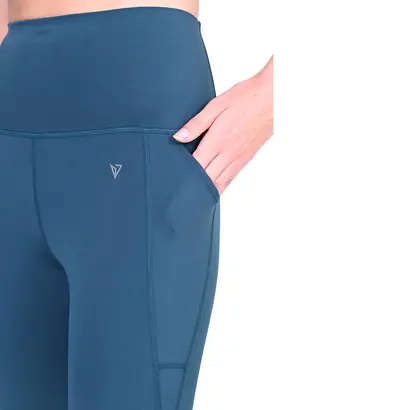 Γυναικείο Ψηλόμεσο κολάν γυμναστικής Magnetic North με εξωτερική τσέπη Πετρόλ λεπτομέρεια στον μηρό