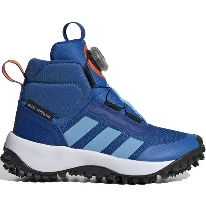 Παιδικό αδιάβροχο μποτάκι Adidas Fortatrail Boa K ρουά με μπλε λεπτομέρειες και λευκή σόλα – outdoor παπούτσια για παιδιά