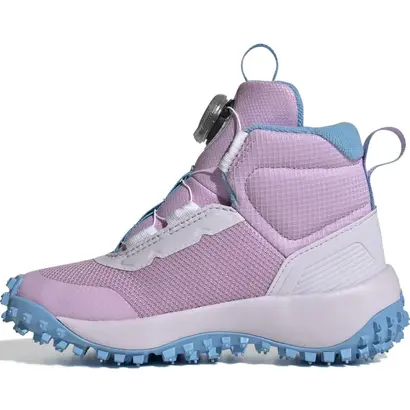 Πλαϊνή όψη παιδικού μποτακιού Adidas Fortatrail Boa K ροζ σιέλ για outdoor δραστηριότητες