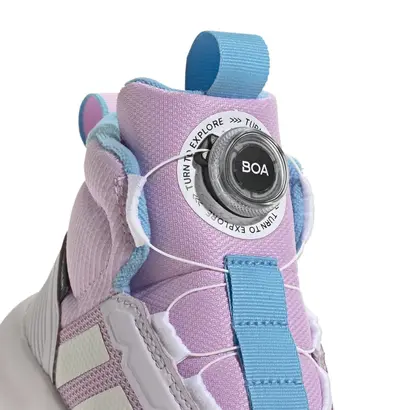 Σχέδιο συστήματος BOA και άνω κατασκευής στο παιδικό μποτάκι Adidas Fortatrail Boa K ροζ σιέλ