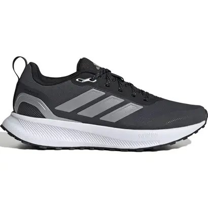 Γυναικεία trail running παπούτσια Adidas Runfalcon 5 TR μαύρα με ασημί λεπτομέρειες πλαϊνή όψη