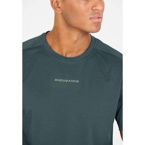 t-shirt γυμναστηρίου Endurance Loker πετρόλ λεπτομέρεια μπροστά t-shirt γυμναστηρίου Endurance Loker πετρόλ λεπτομέρεια μπροστά