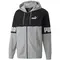 Ανδρική Ζακέτα Με Κουκούλα Puma Power Full-Zip Γκρι / Μαύρο θέαση μπροστά