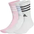 Κάλτσες Adidas 3-Stripes Cushioned Crew Socks 3 Pairs ροζ λευκό μπροστά όψη